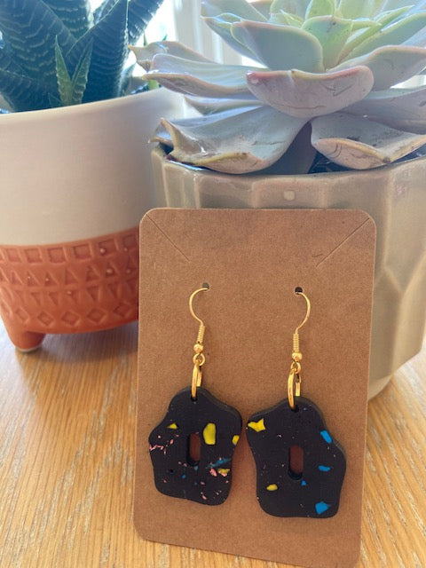 Handmade jewellery  terrazzo earring(colour crush black)