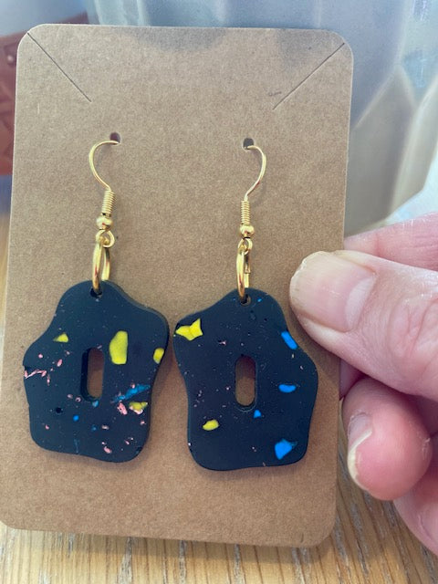 Handmade jewellery  terrazzo earring(colour crush black)