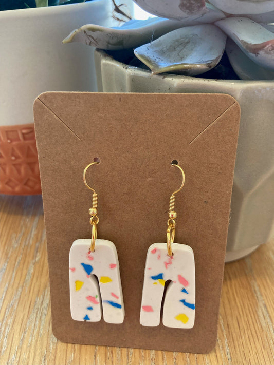 Handmade jewellery  terrazzo earring(colour dust white 02)